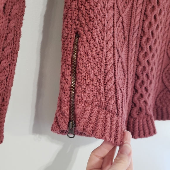L.L. Bean Signature Cable Knit Sweater Women XS Mauve 100% Cotton Fishermen - Picture 2 of 8